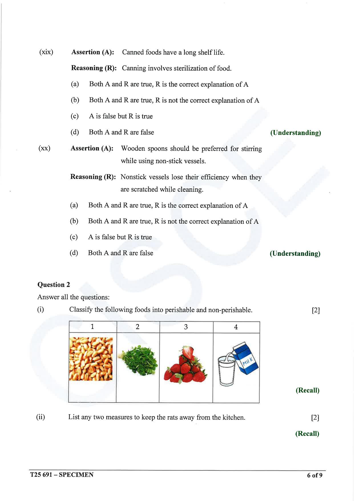 ICSE Class 10 2025 Cookery (QP & MS) Specimen Paper - Page 6