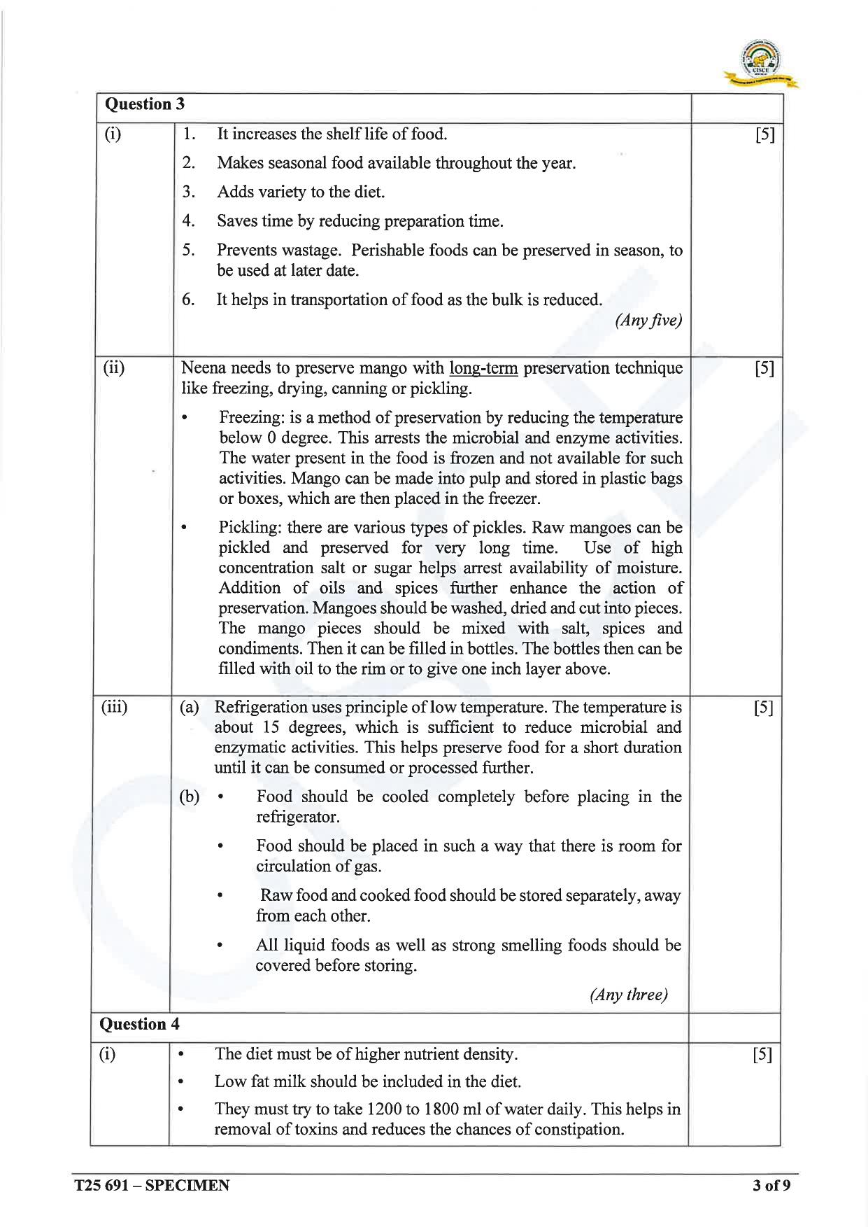 ICSE Class 10 2025 Cookery (QP & MS) Specimen Paper - Page 12
