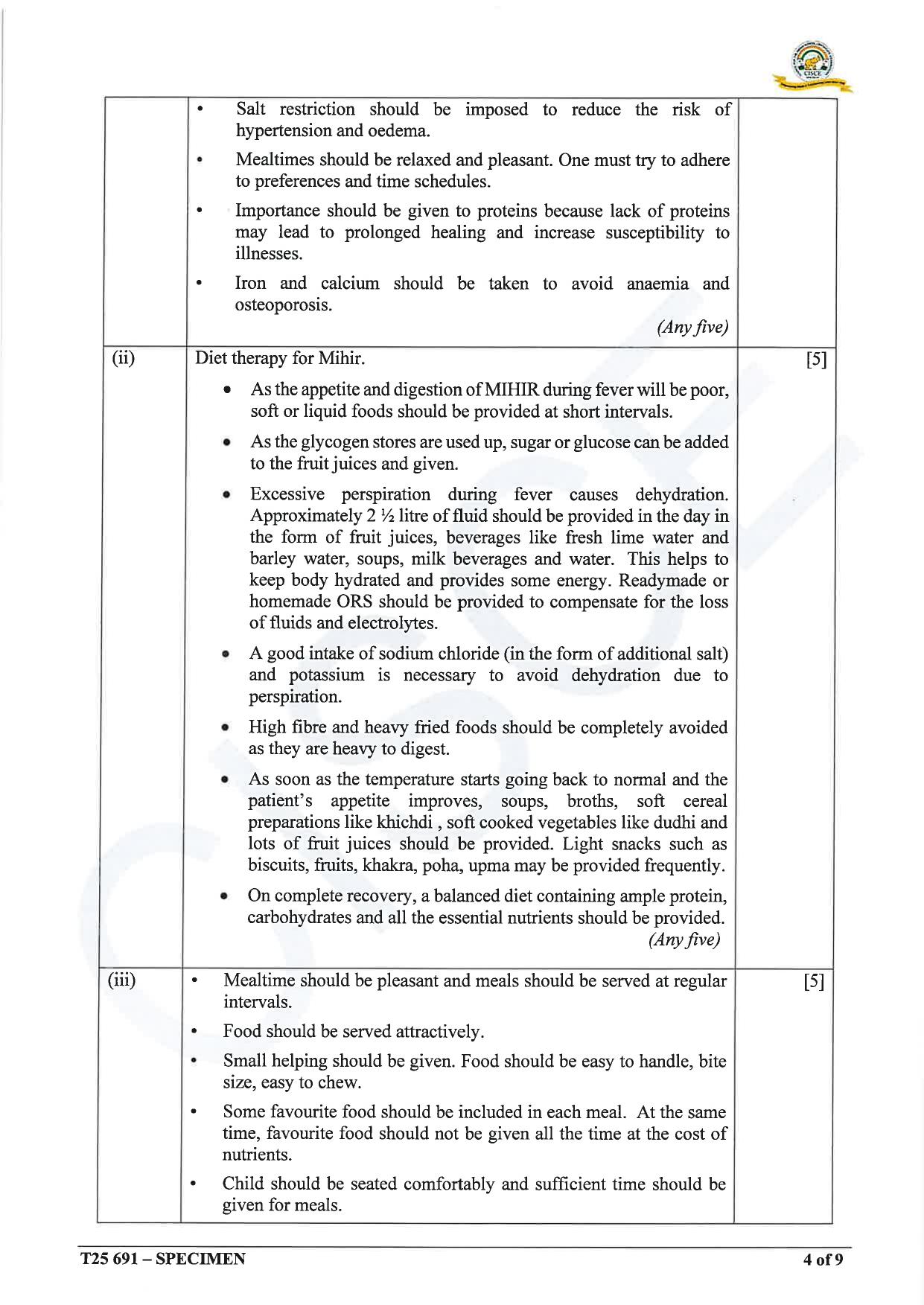 ICSE Class 10 2025 Cookery (QP & MS) Specimen Paper - Page 13