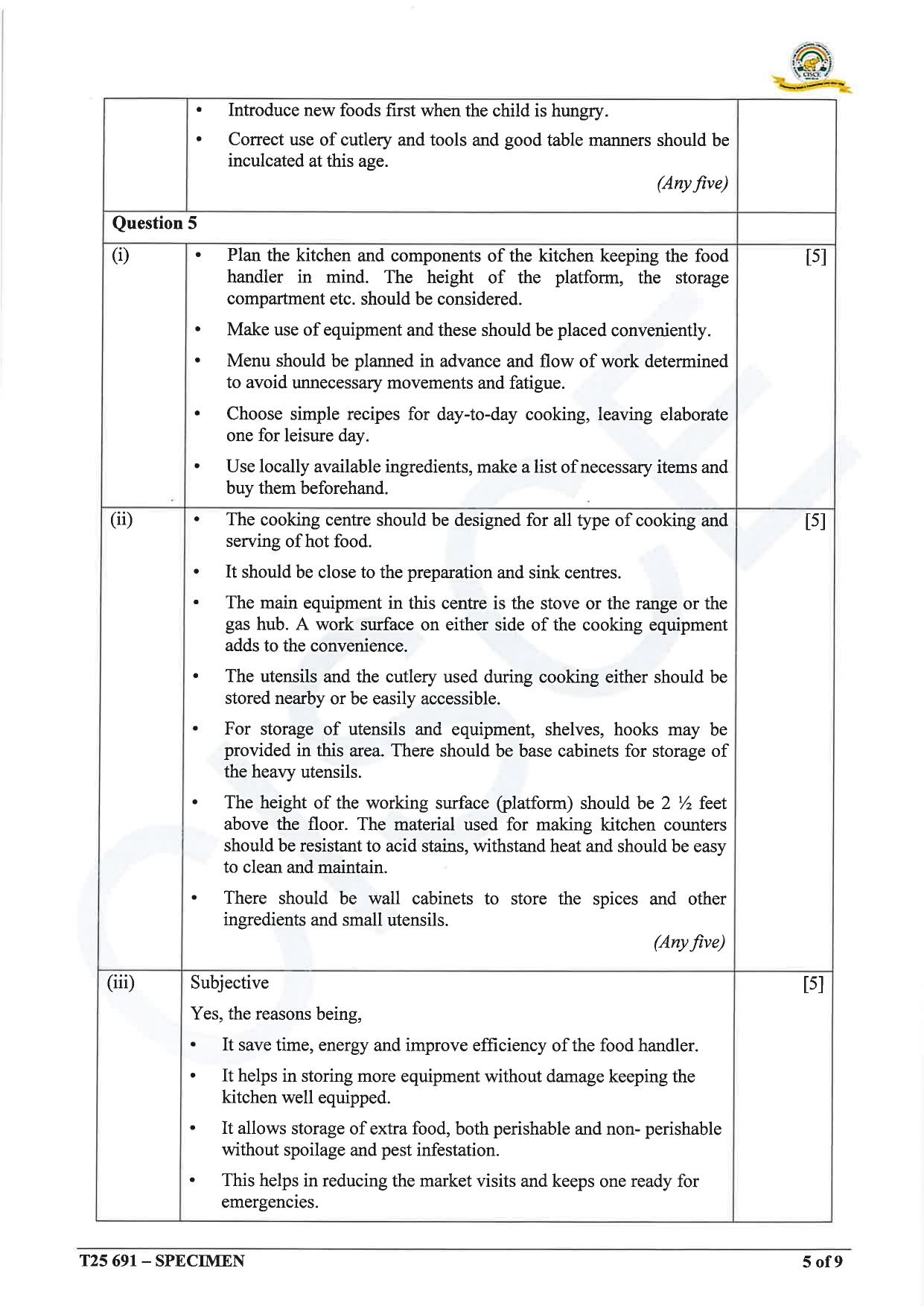 ICSE Class 10 2025 Cookery (QP & MS) Specimen Paper - Page 14