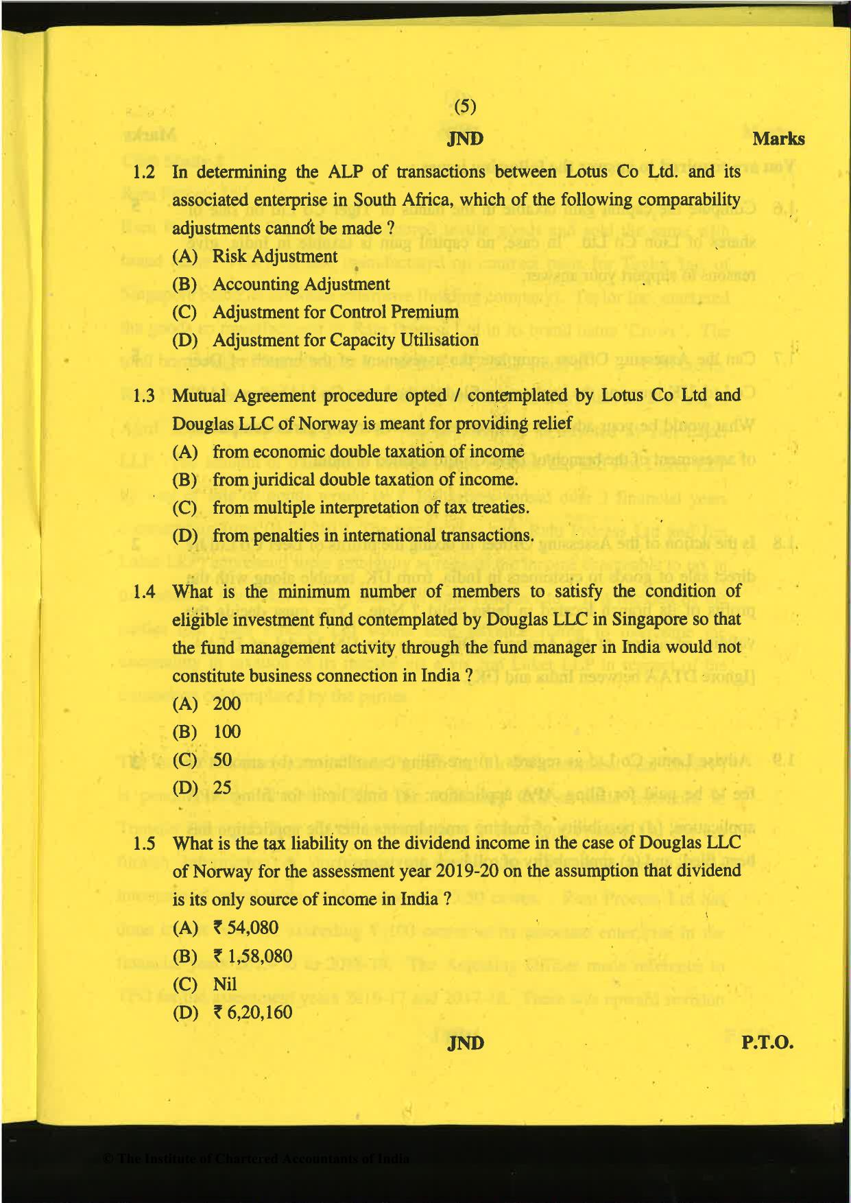 CA Final Nov 2019 Question Paper -Paper 6C – International Taxation - Page 5