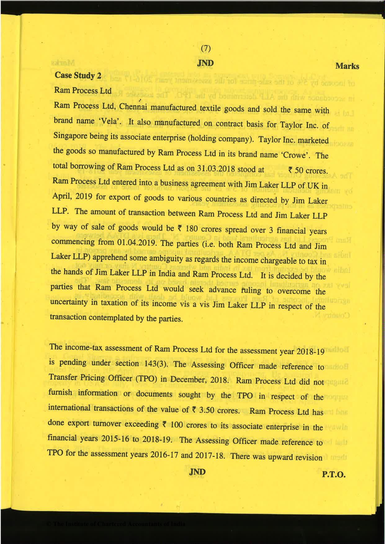 CA Final Nov 2019 Question Paper -Paper 6C – International Taxation - Page 7
