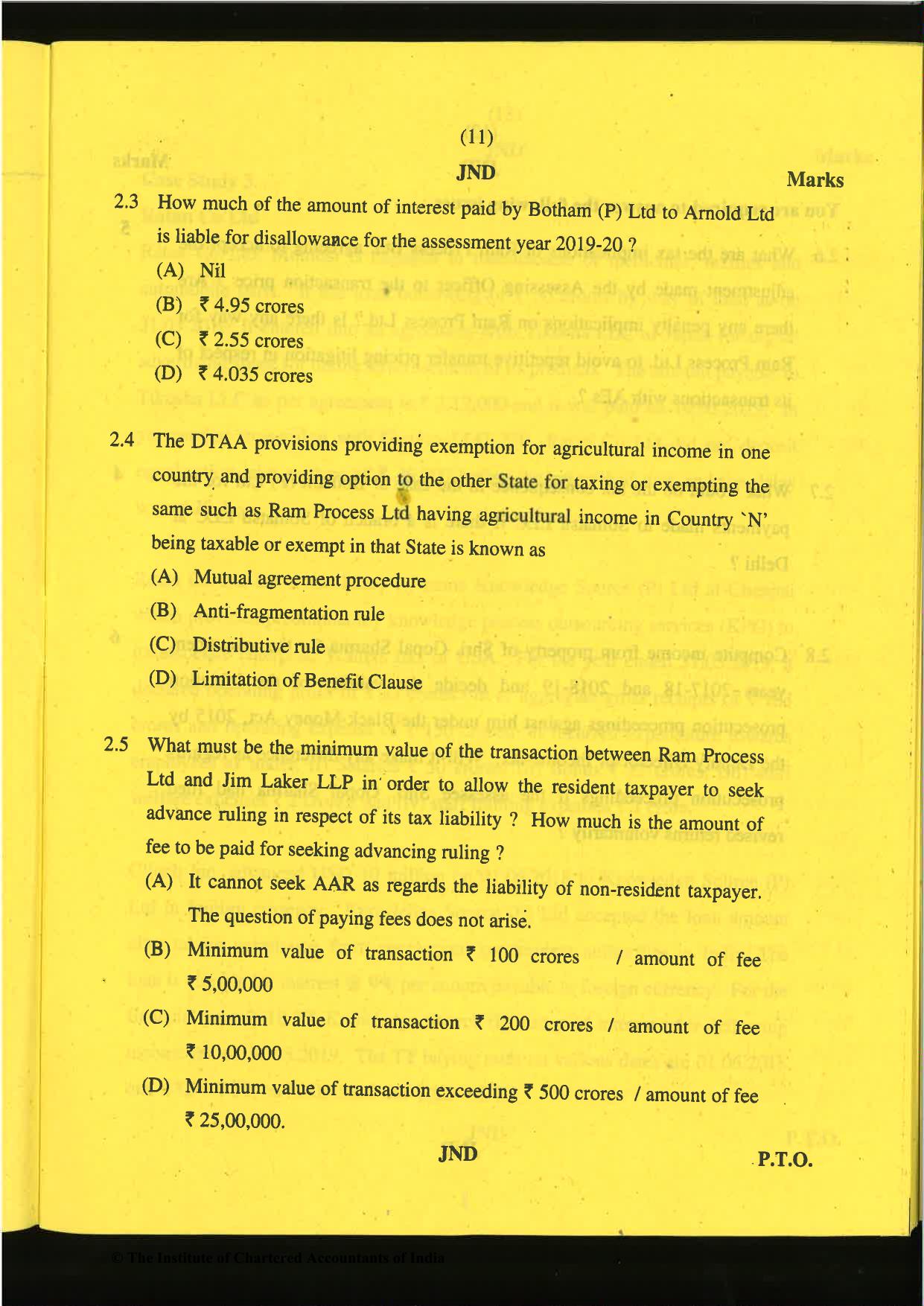 CA Final Nov 2019 Question Paper -Paper 6C – International Taxation - Page 11