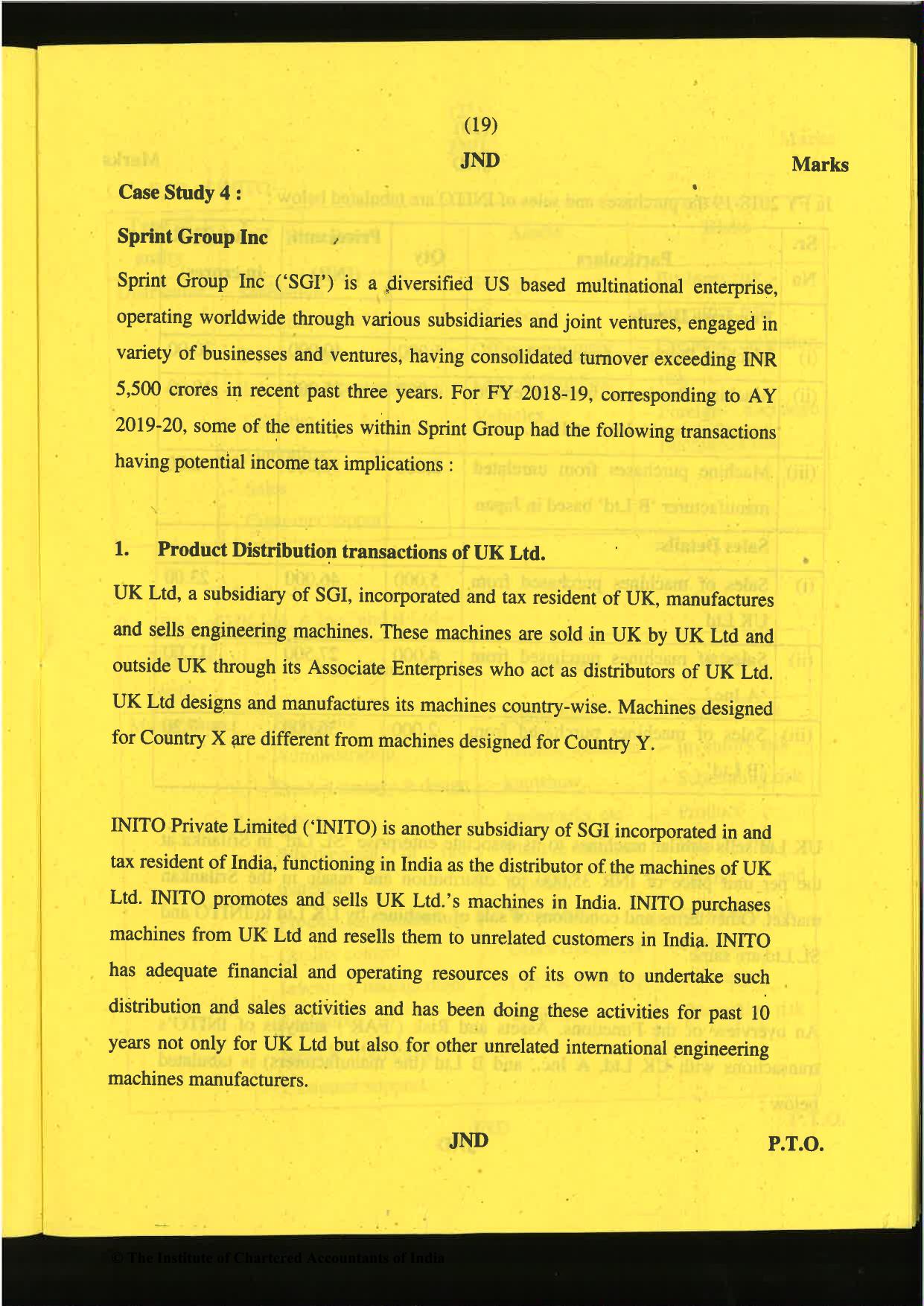 CA Final Nov 2019 Question Paper -Paper 6C – International Taxation - Page 19