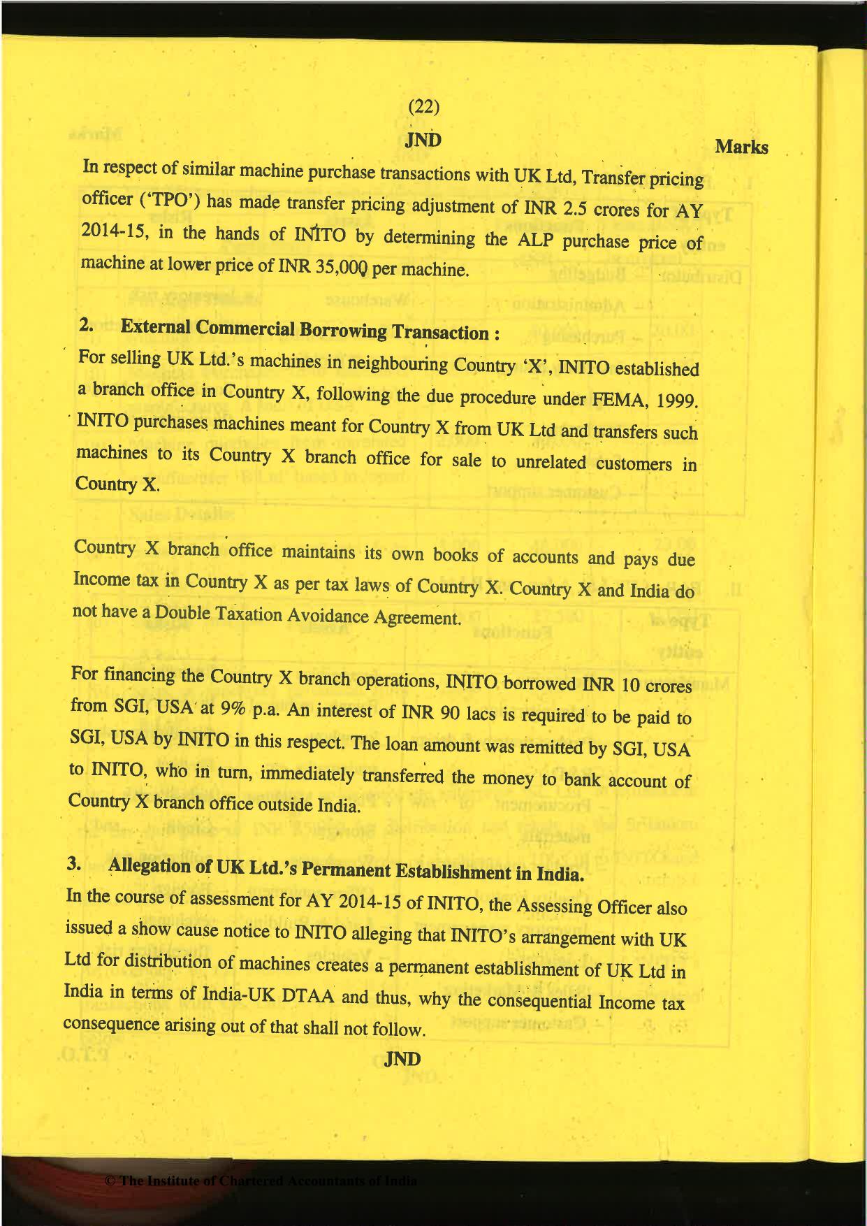 CA Final Nov 2019 Question Paper -Paper 6C – International Taxation - Page 22