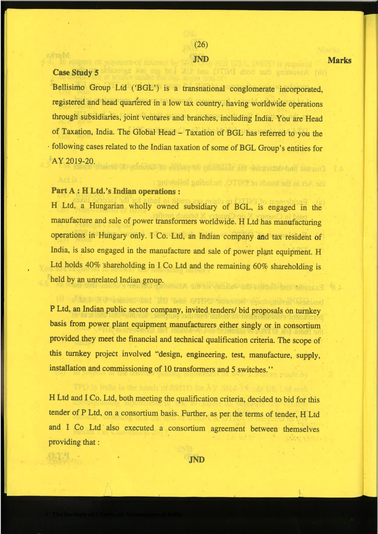 CA Final Nov 2019 Question Paper -Paper 6C – International Taxation - Page 26