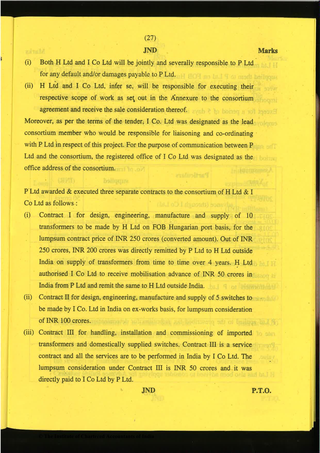 CA Final Nov 2019 Question Paper -Paper 6C – International Taxation - Page 27