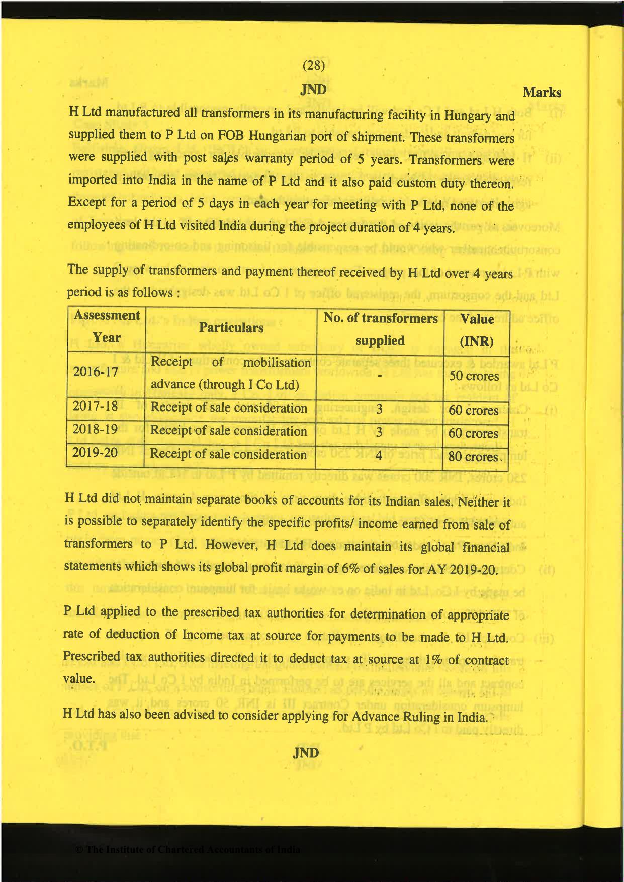 CA Final Nov 2019 Question Paper -Paper 6C – International Taxation - Page 28