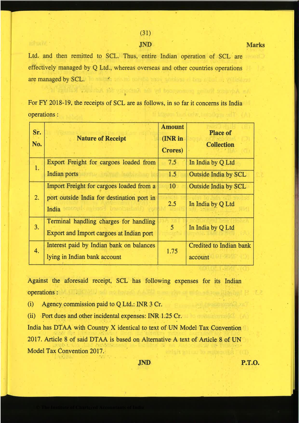 CA Final Nov 2019 Question Paper -Paper 6C – International Taxation - Page 31