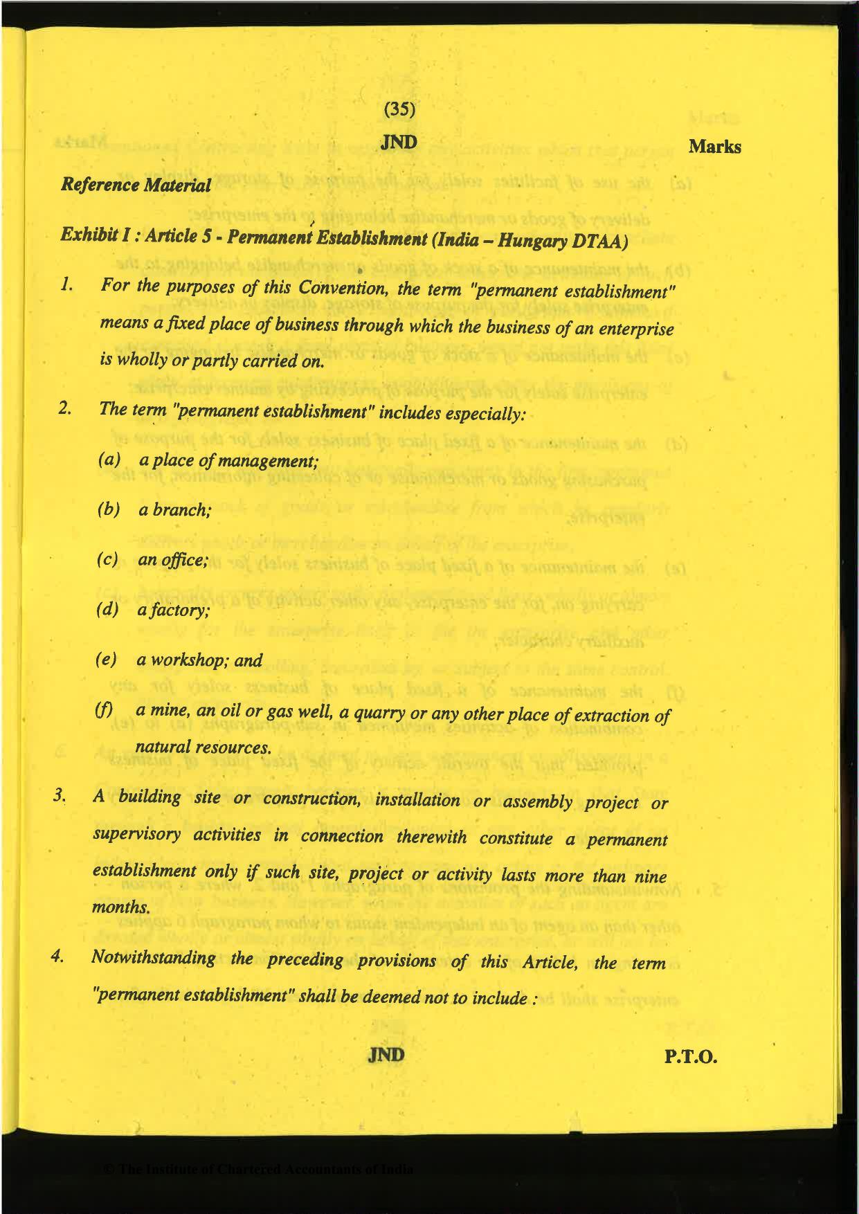 CA Final Nov 2019 Question Paper -Paper 6C – International Taxation - Page 35
