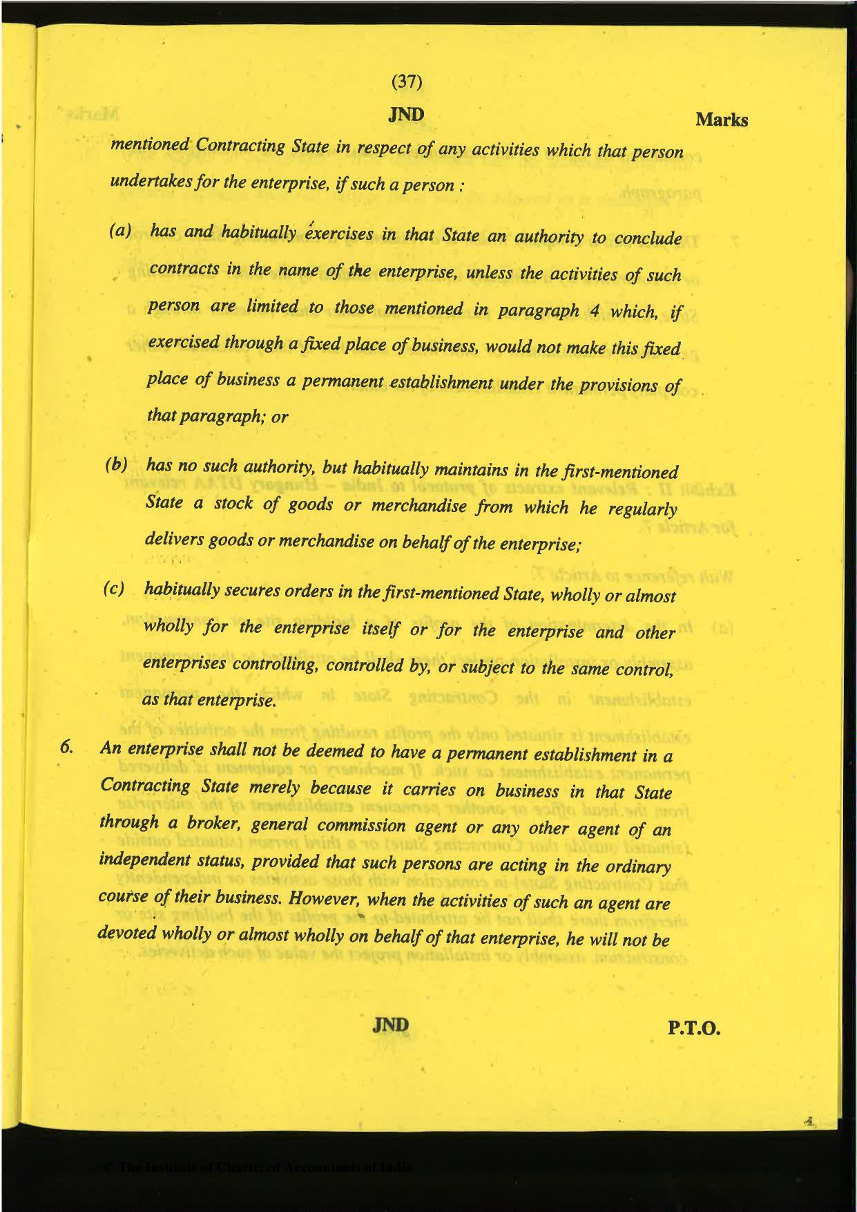 CA Final Nov 2019 Question Paper -Paper 6C – International Taxation - Page 37
