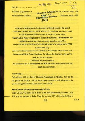 CA Final Nov 2019 Question Paper -Paper 6C – International Taxation