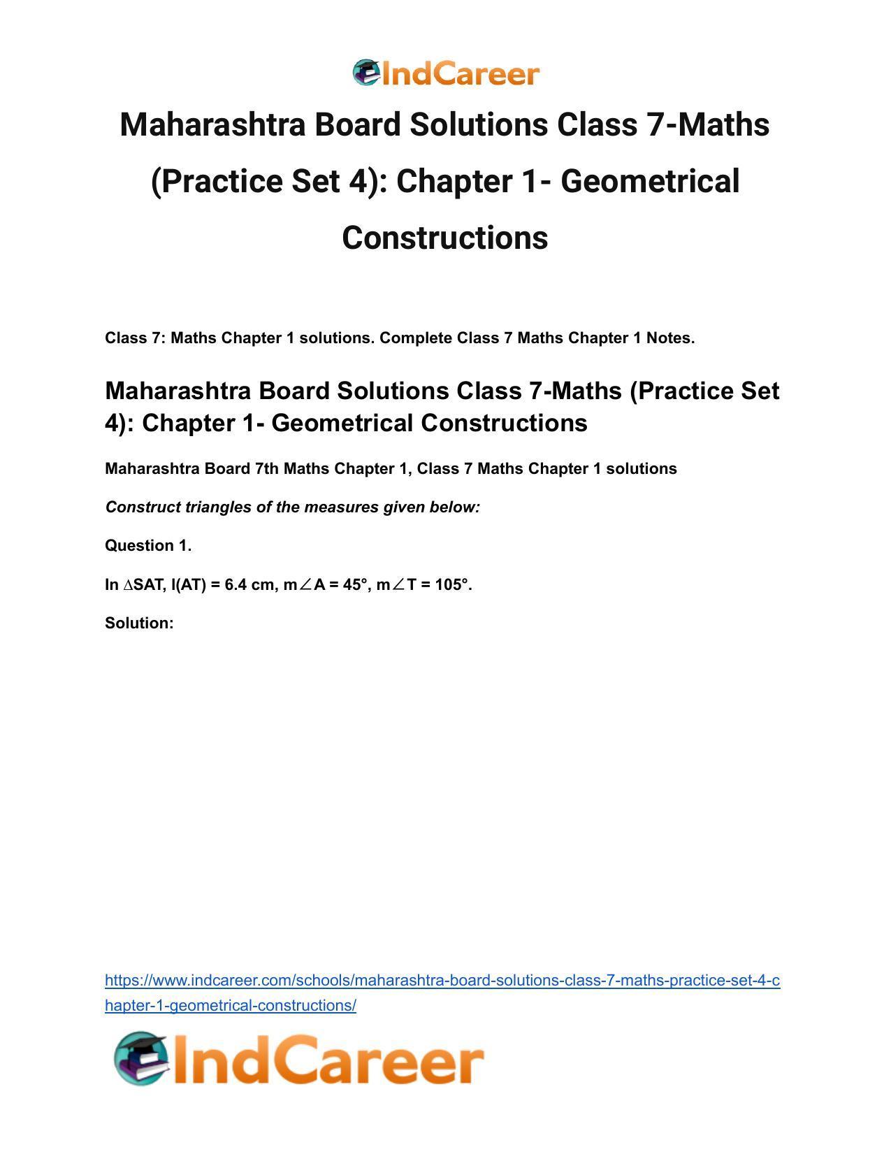 Maharashtra Board Solutions Class 7-Maths (Practice Set 4): Chapter 1- Geometrical Constructions - Page 2