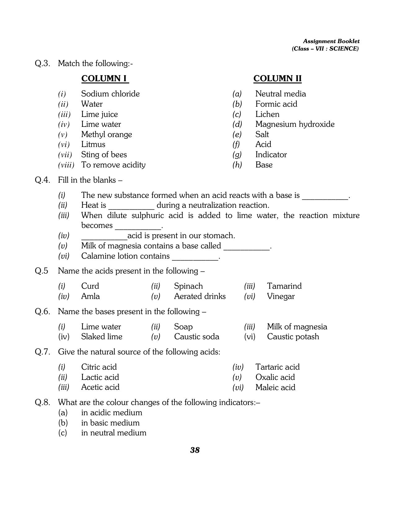 CBSE Worksheets for Class 7 Science All Chapters Assignment - Page 26