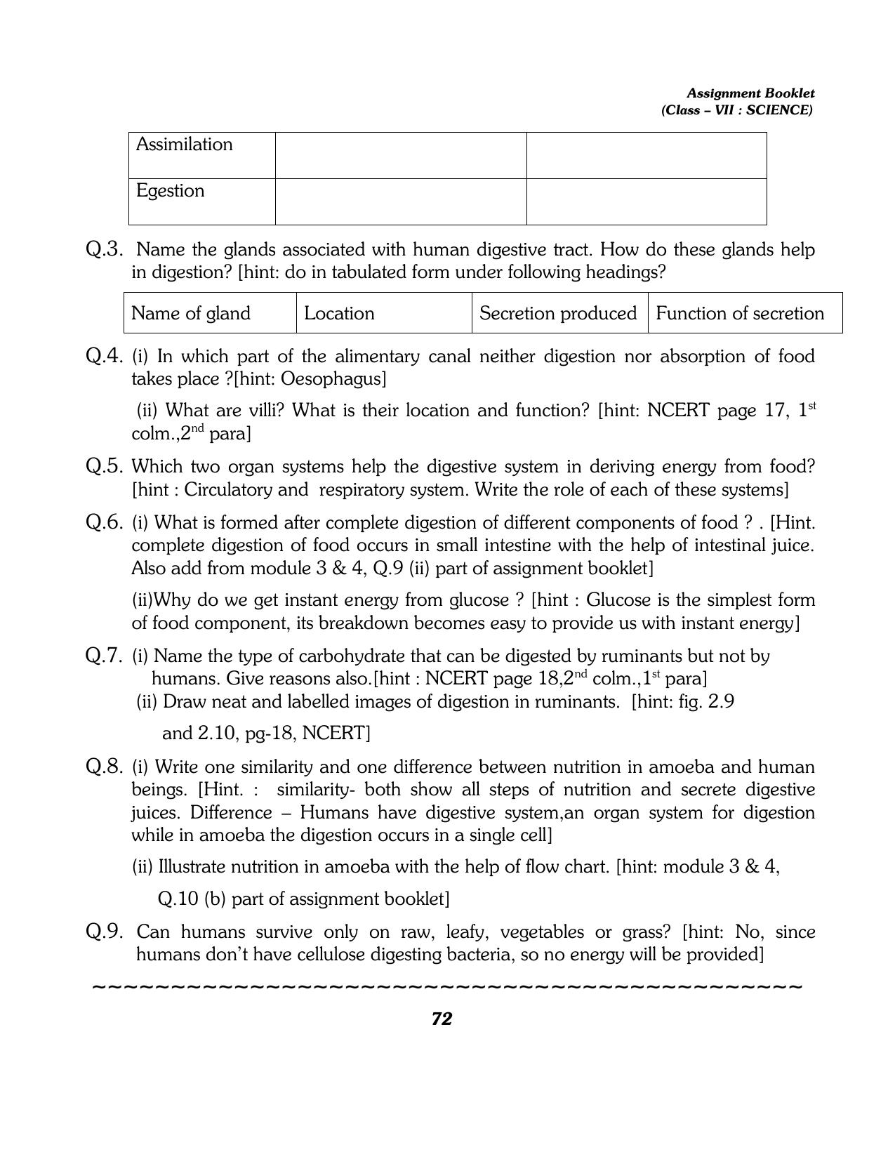 CBSE Worksheets for Class 7 Science All Chapters Assignment - Page 60