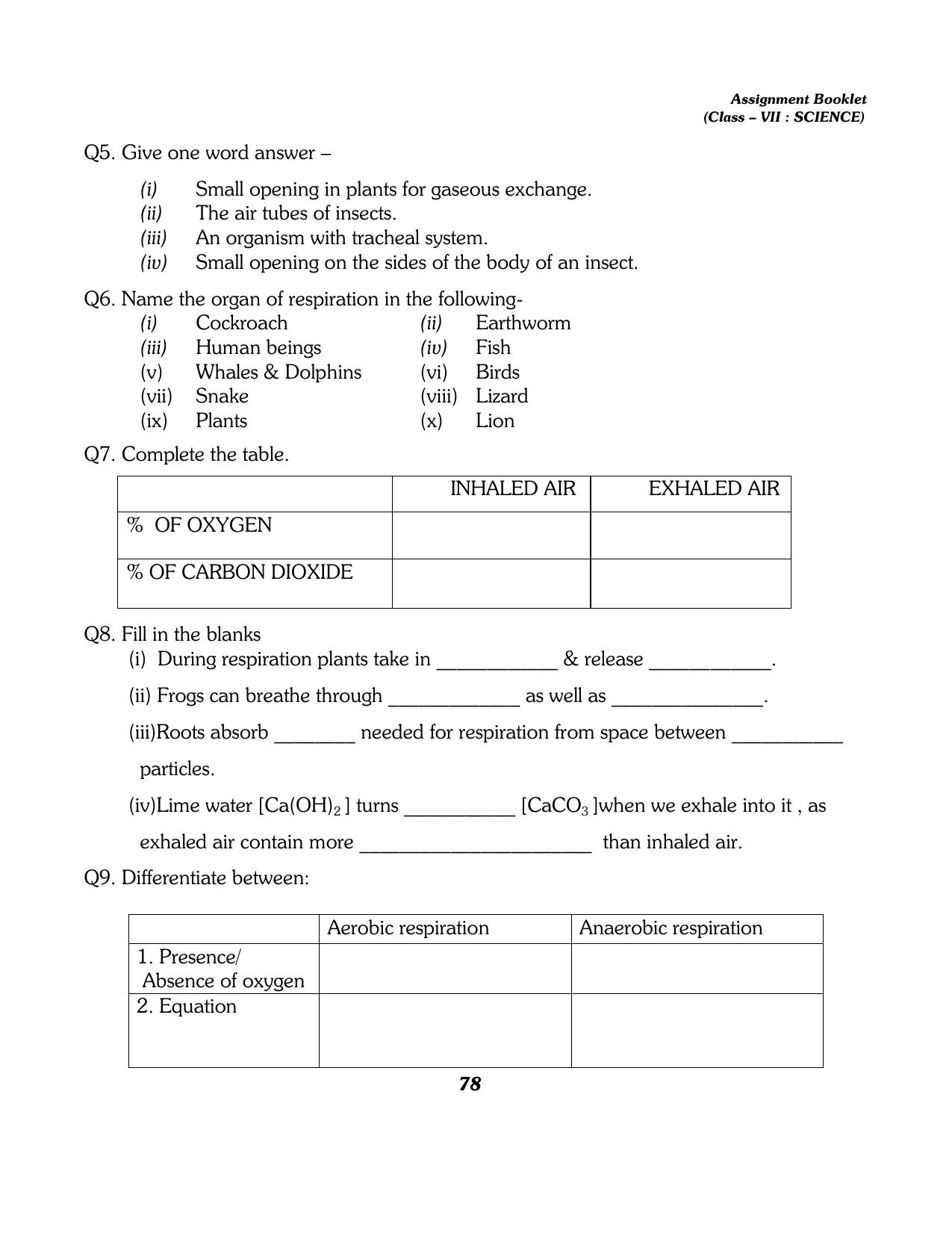 CBSE Worksheets for Class 7 Science All Chapters Assignment - Page 66