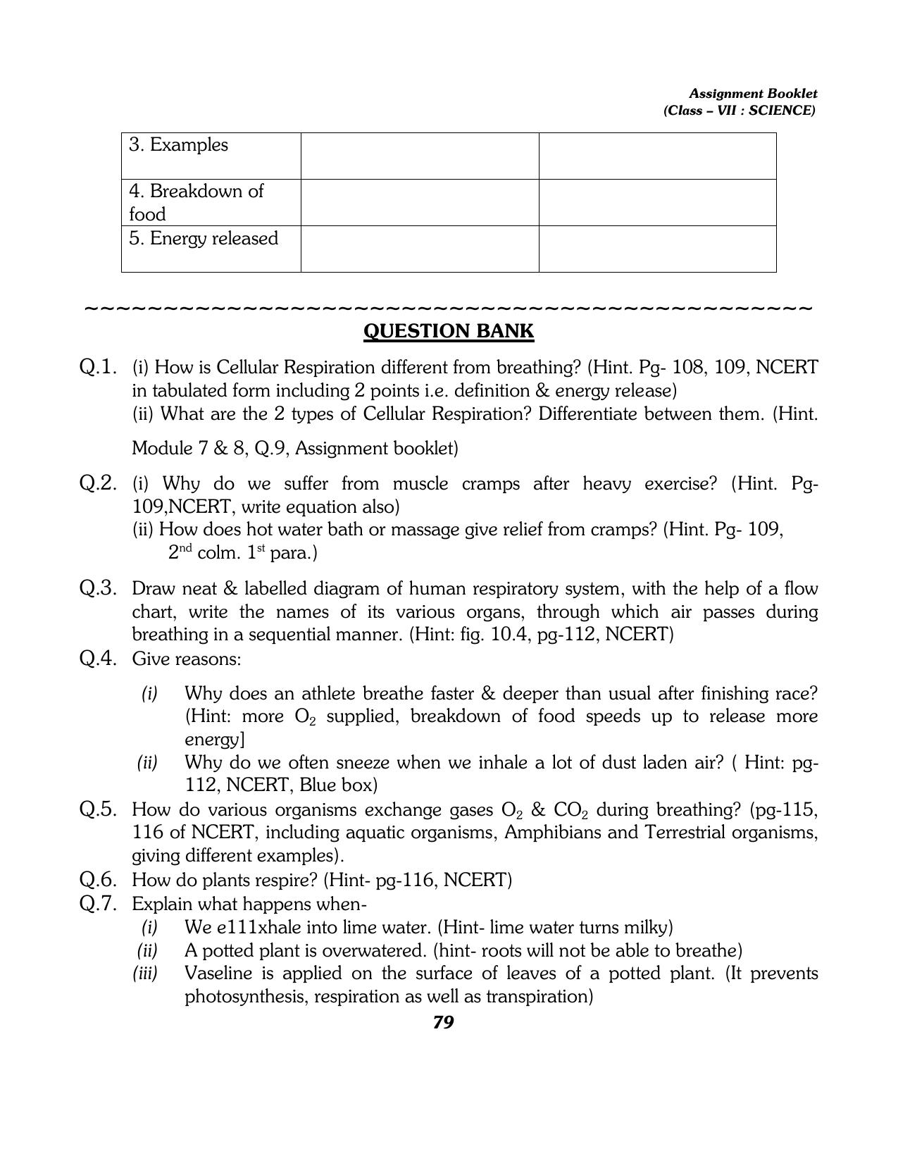 CBSE Worksheets for Class 7 Science All Chapters Assignment - Page 67