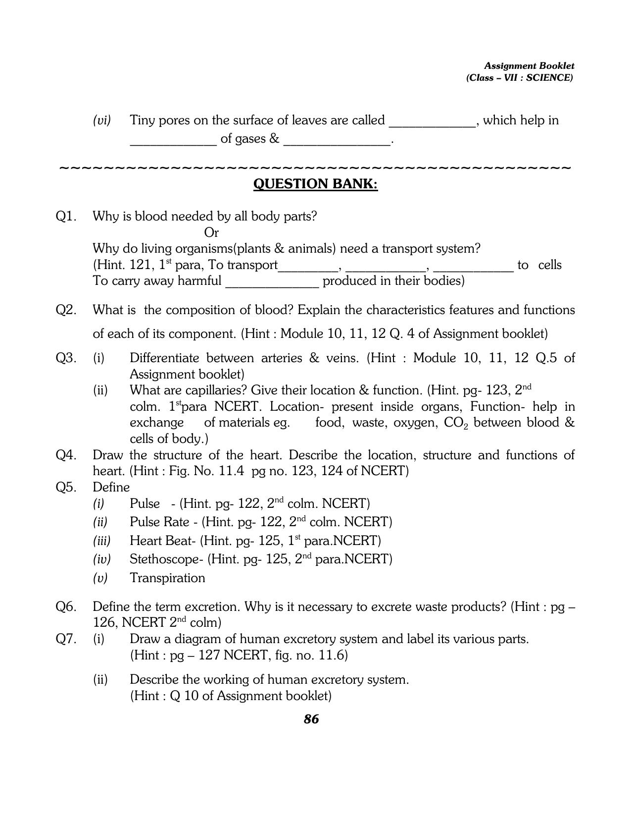 CBSE Worksheets for Class 7 Science All Chapters Assignment - Page 74