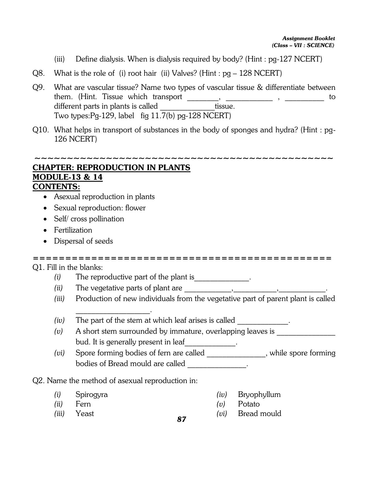 CBSE Worksheets for Class 7 Science All Chapters Assignment - Page 75