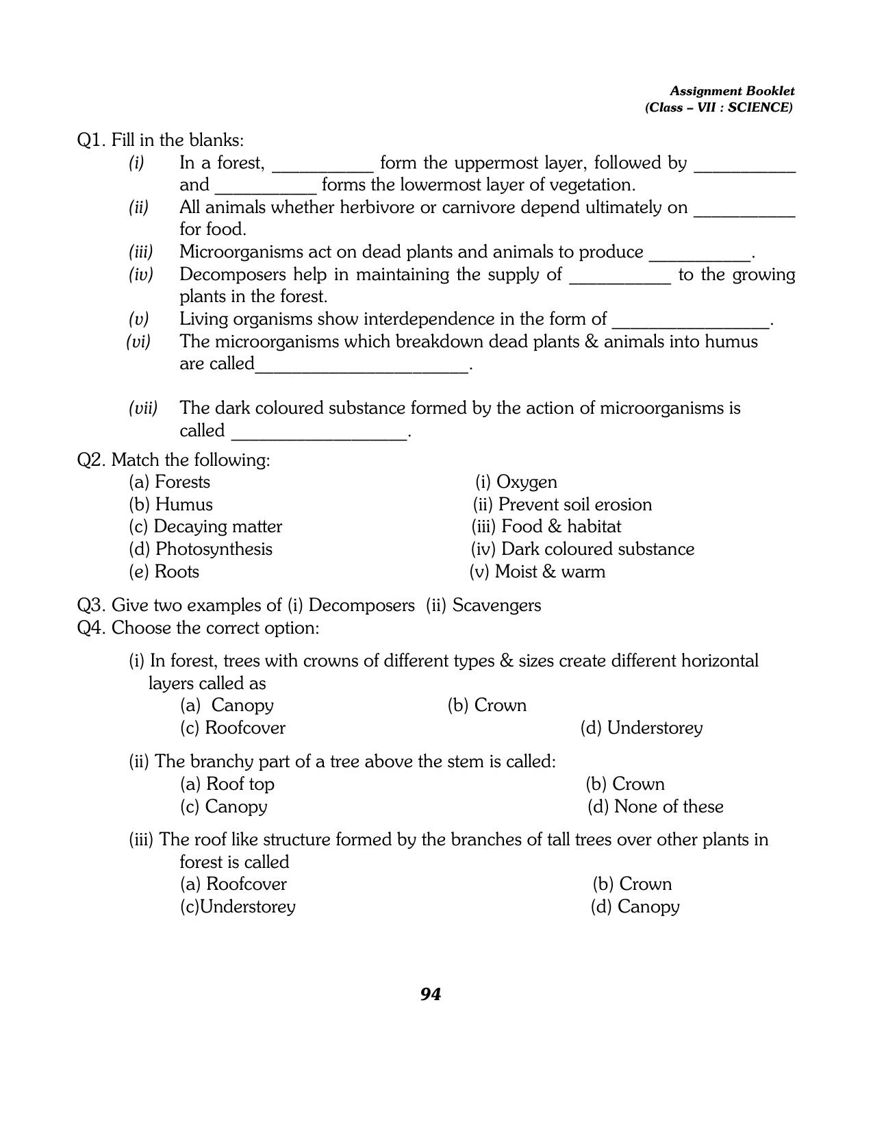CBSE Worksheets for Class 7 Science All Chapters Assignment - Page 82
