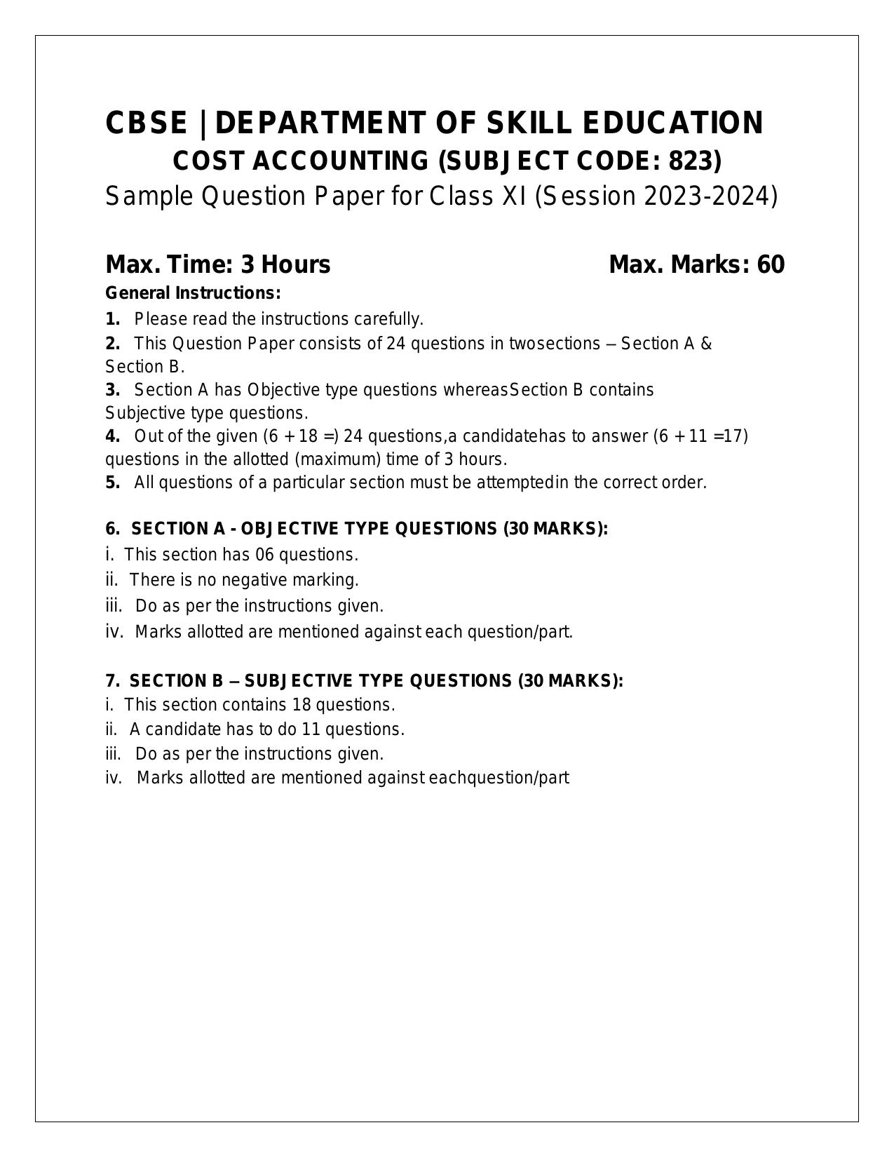 CBSE Class 11: COST ACCOUNTING 2024 Sample Paper - Page 2