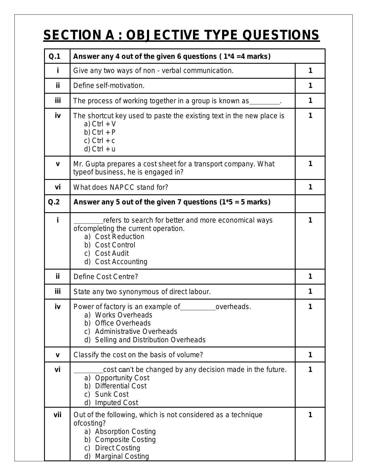 CBSE Class 11: COST ACCOUNTING 2024 Sample Paper - Page 3