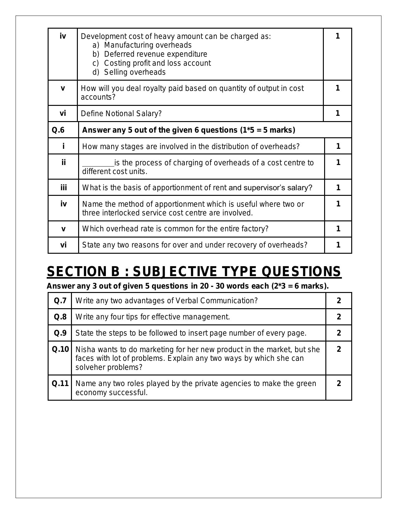 CBSE Class 11: COST ACCOUNTING 2024 Sample Paper - Page 5