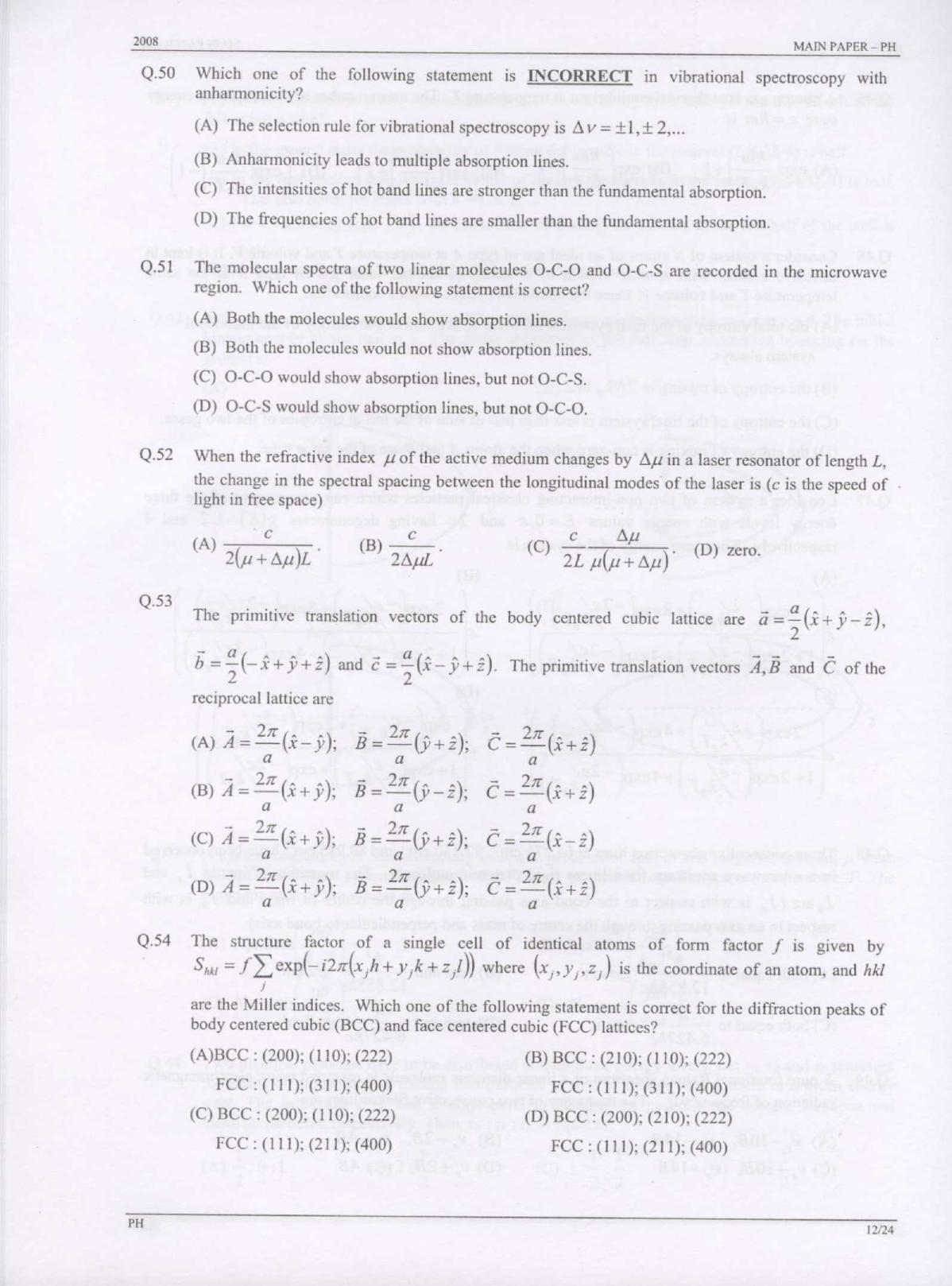 GATE 2008 Physics (PH) Question Paper with Answer Key - Page 12