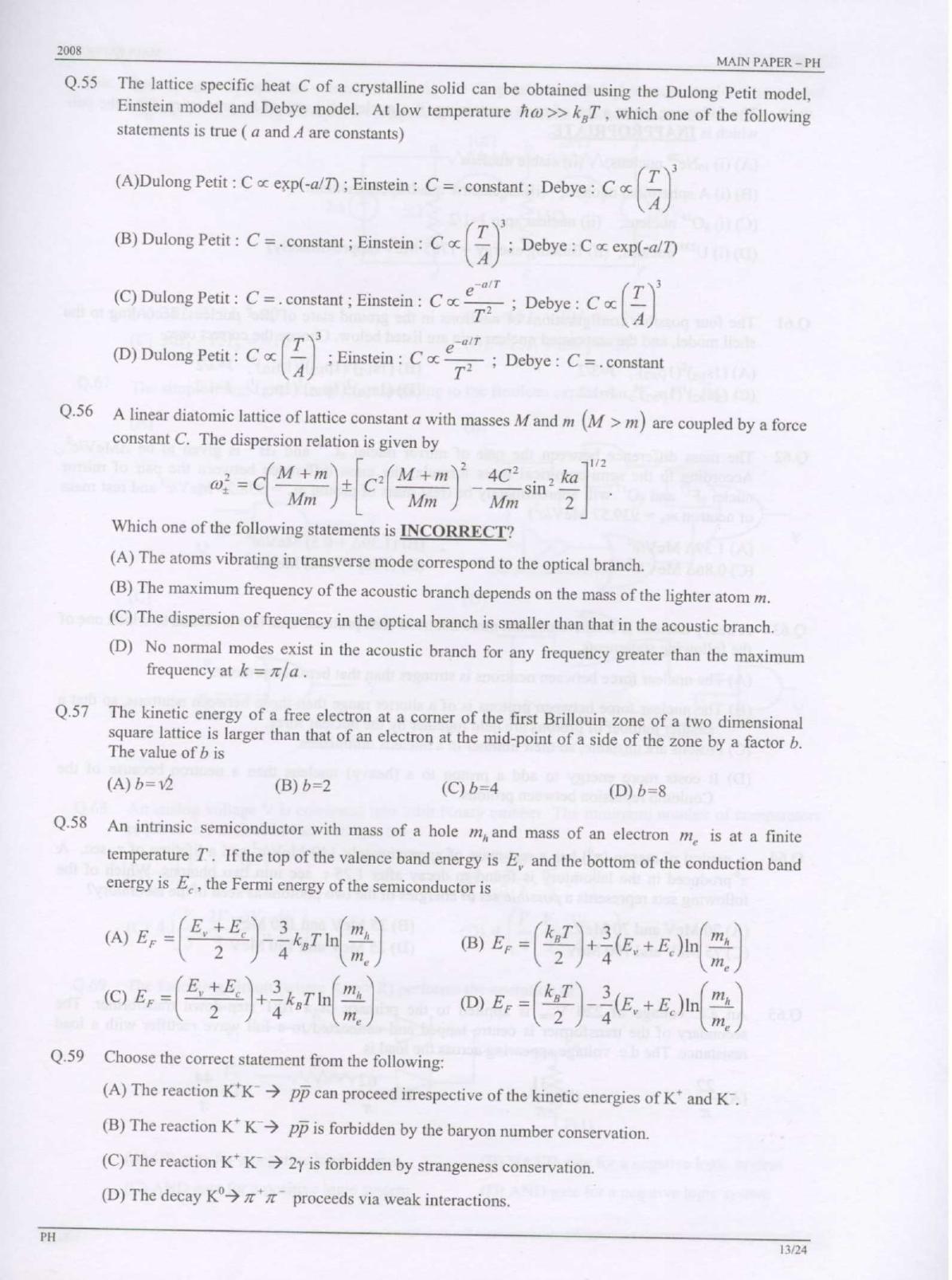 GATE 2008 Physics (PH) Question Paper with Answer Key - Page 13