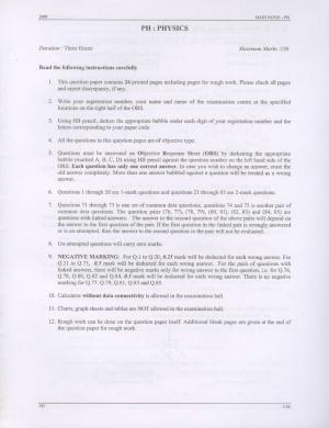 GATE 2008 Physics (PH) Question Paper with Answer Key