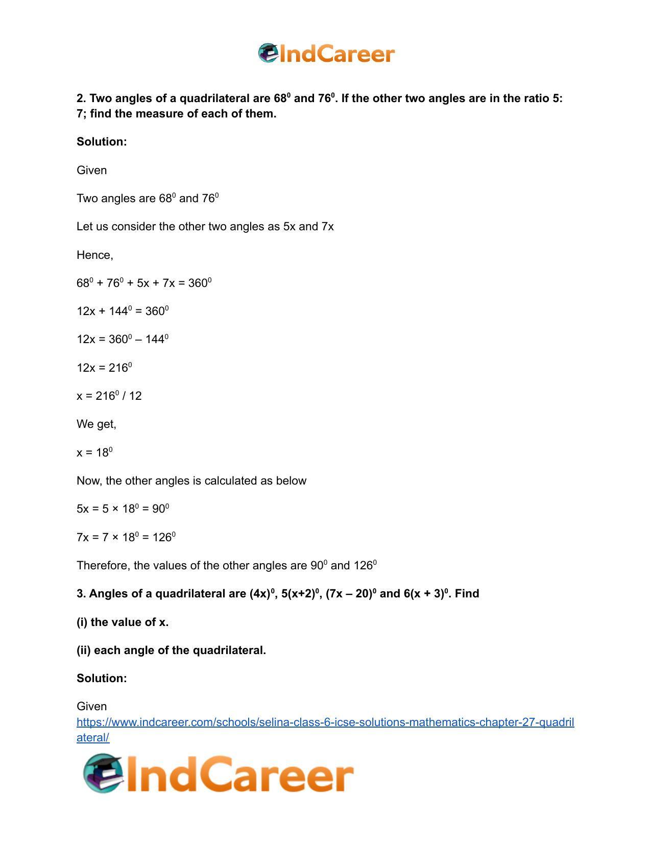 Selina Class 6 ICSE Solutions Mathematics : Chapter 27- Quadrilateral - Page 3