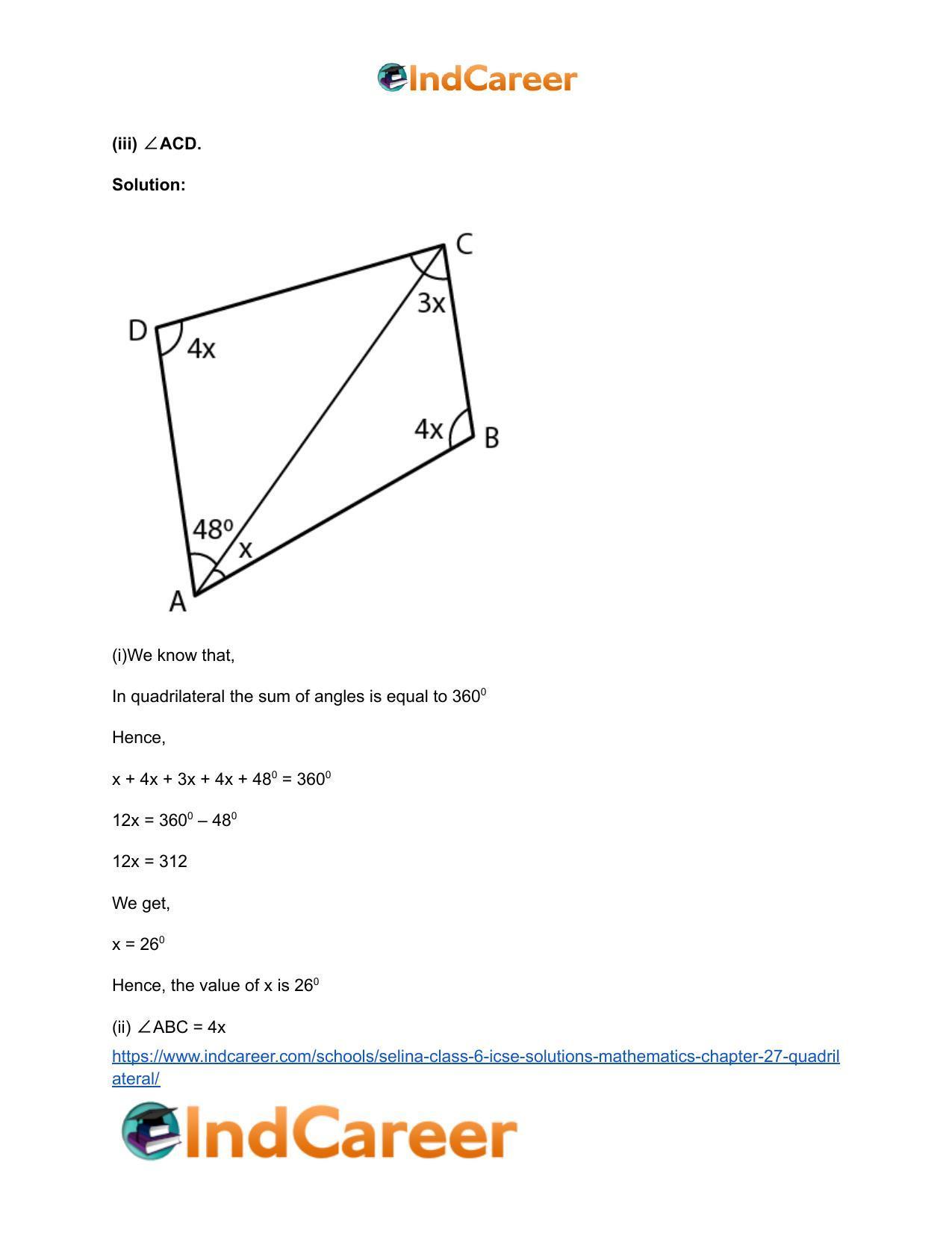 Selina Class 6 ICSE Solutions Mathematics : Chapter 27- Quadrilateral - Page 9