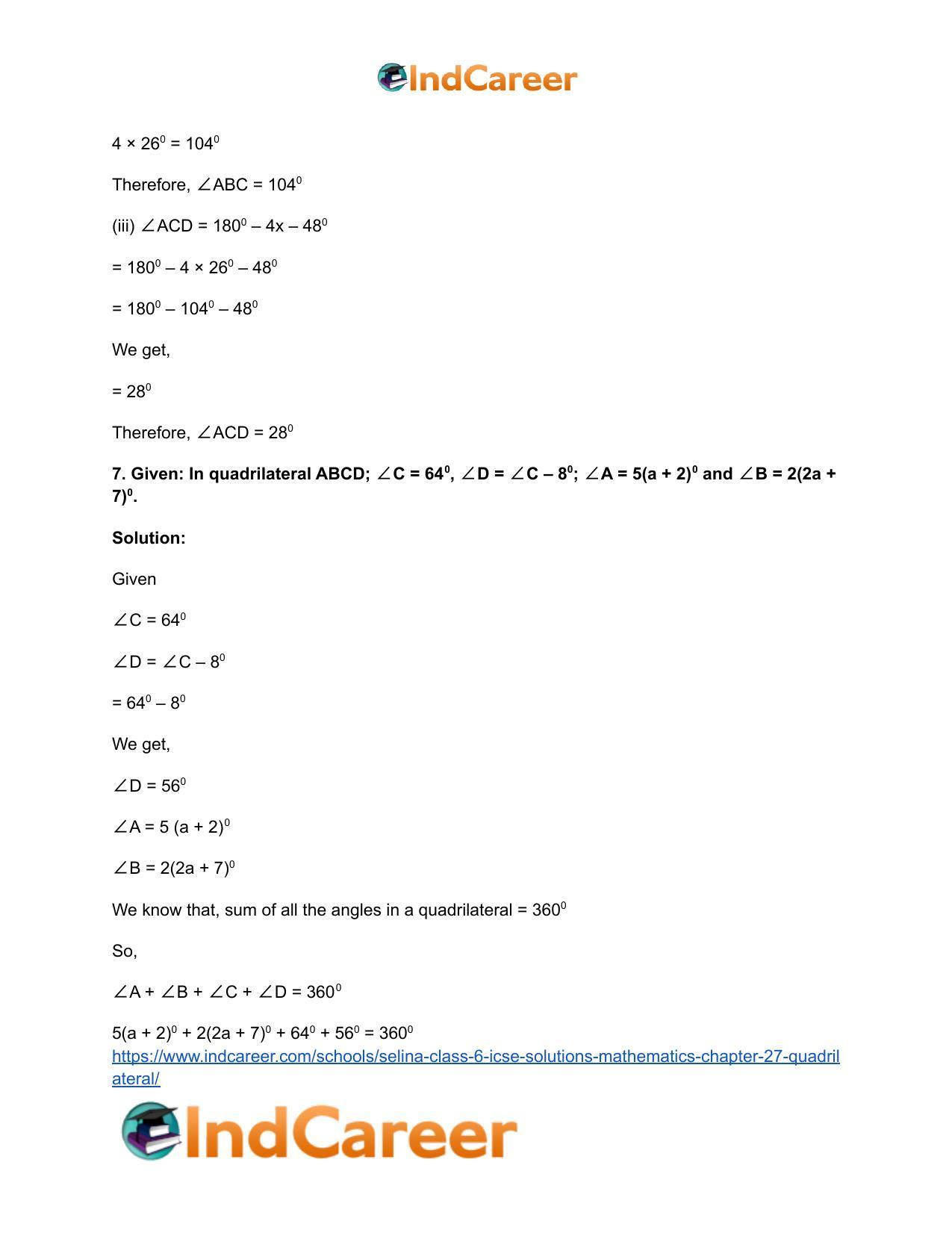 Selina Class 6 ICSE Solutions Mathematics : Chapter 27- Quadrilateral - Page 10