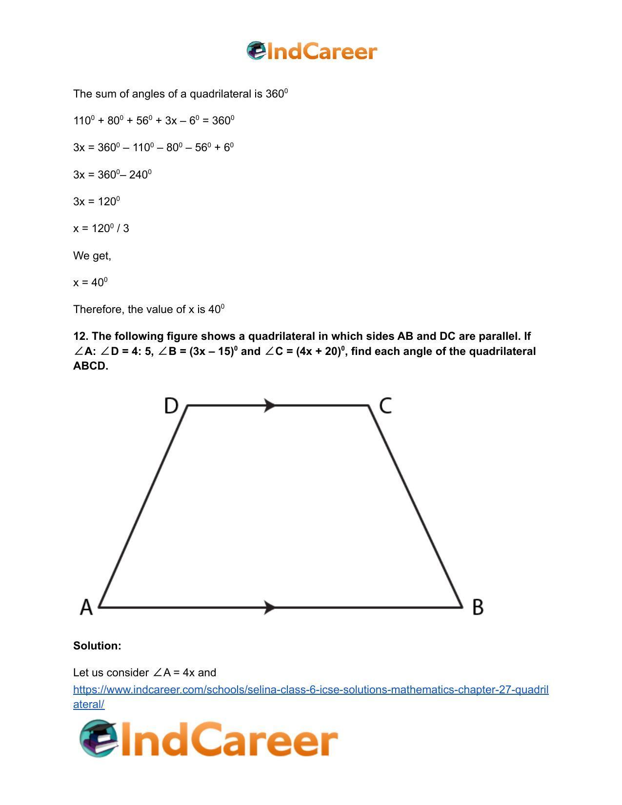 Selina Class 6 ICSE Solutions Mathematics : Chapter 27- Quadrilateral - Page 18