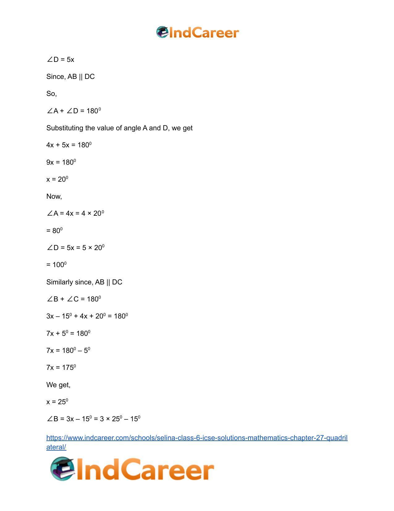 Selina Class 6 ICSE Solutions Mathematics : Chapter 27- Quadrilateral - Page 19