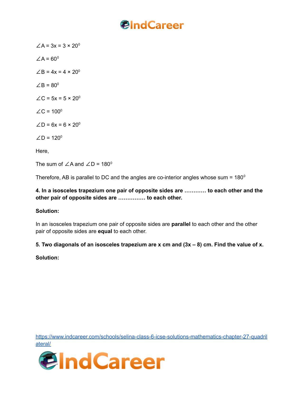 Selina Class 6 ICSE Solutions Mathematics : Chapter 27- Quadrilateral - Page 23