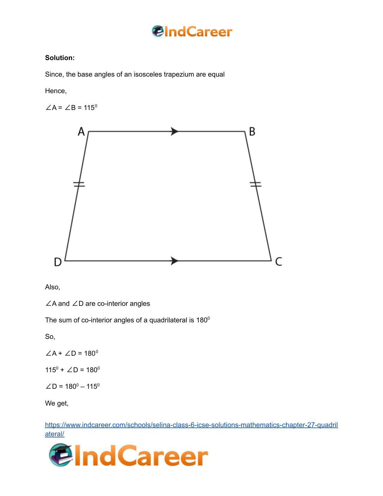 Selina Class 6 ICSE Solutions Mathematics : Chapter 27- Quadrilateral - Page 25