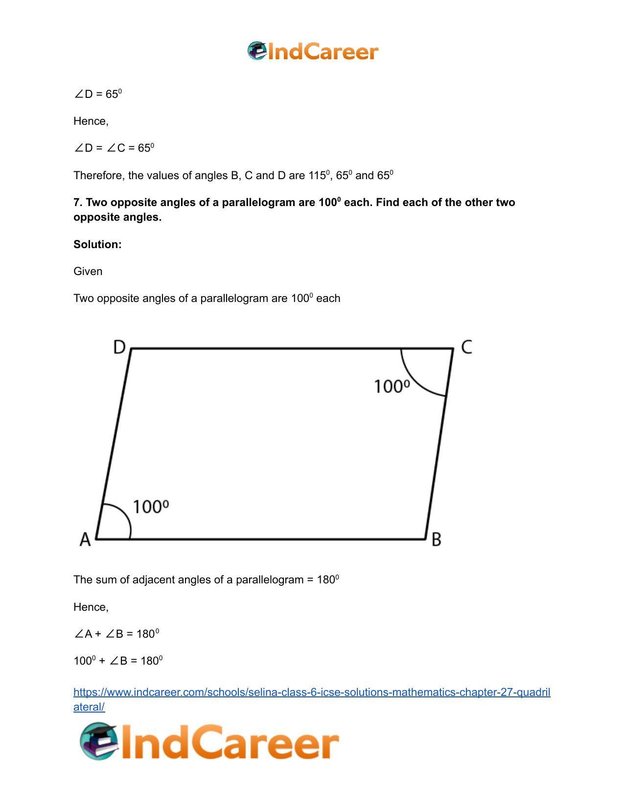 Selina Class 6 ICSE Solutions Mathematics : Chapter 27- Quadrilateral - Page 26