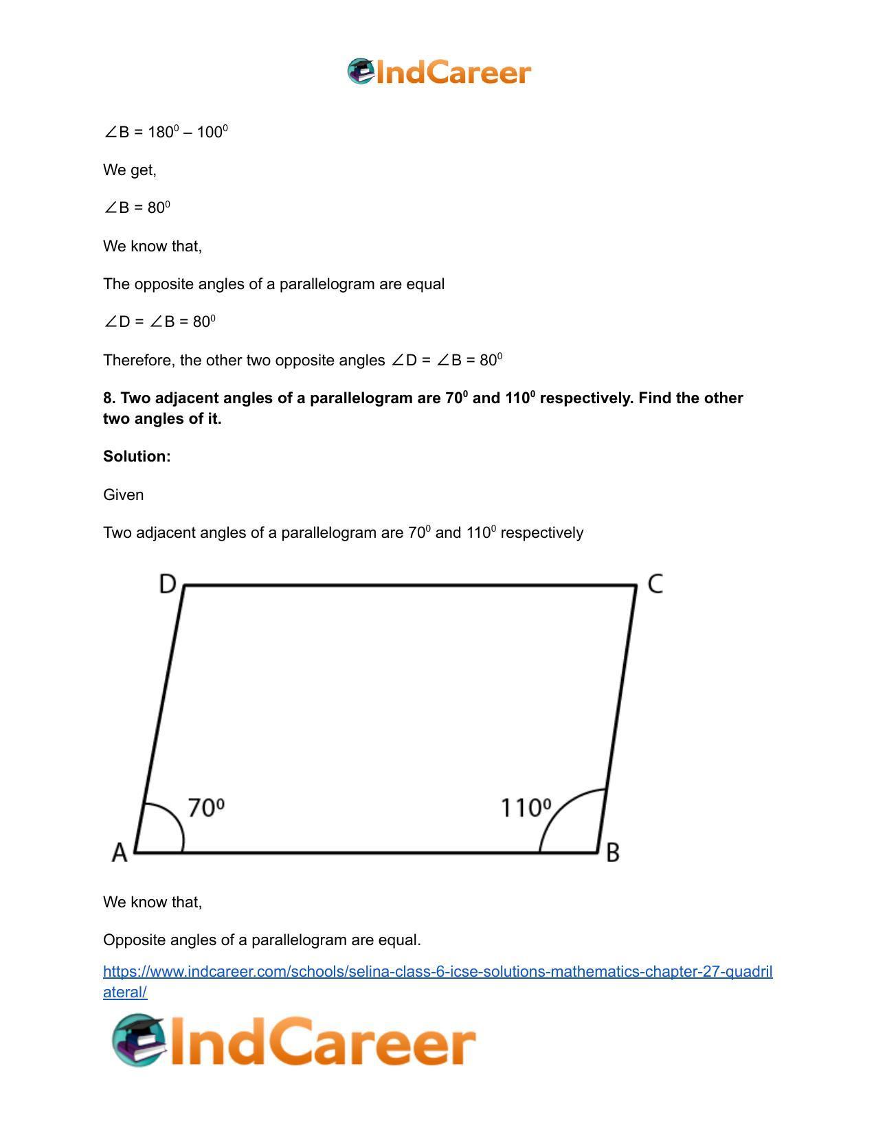 Selina Class 6 ICSE Solutions Mathematics : Chapter 27- Quadrilateral - Page 27