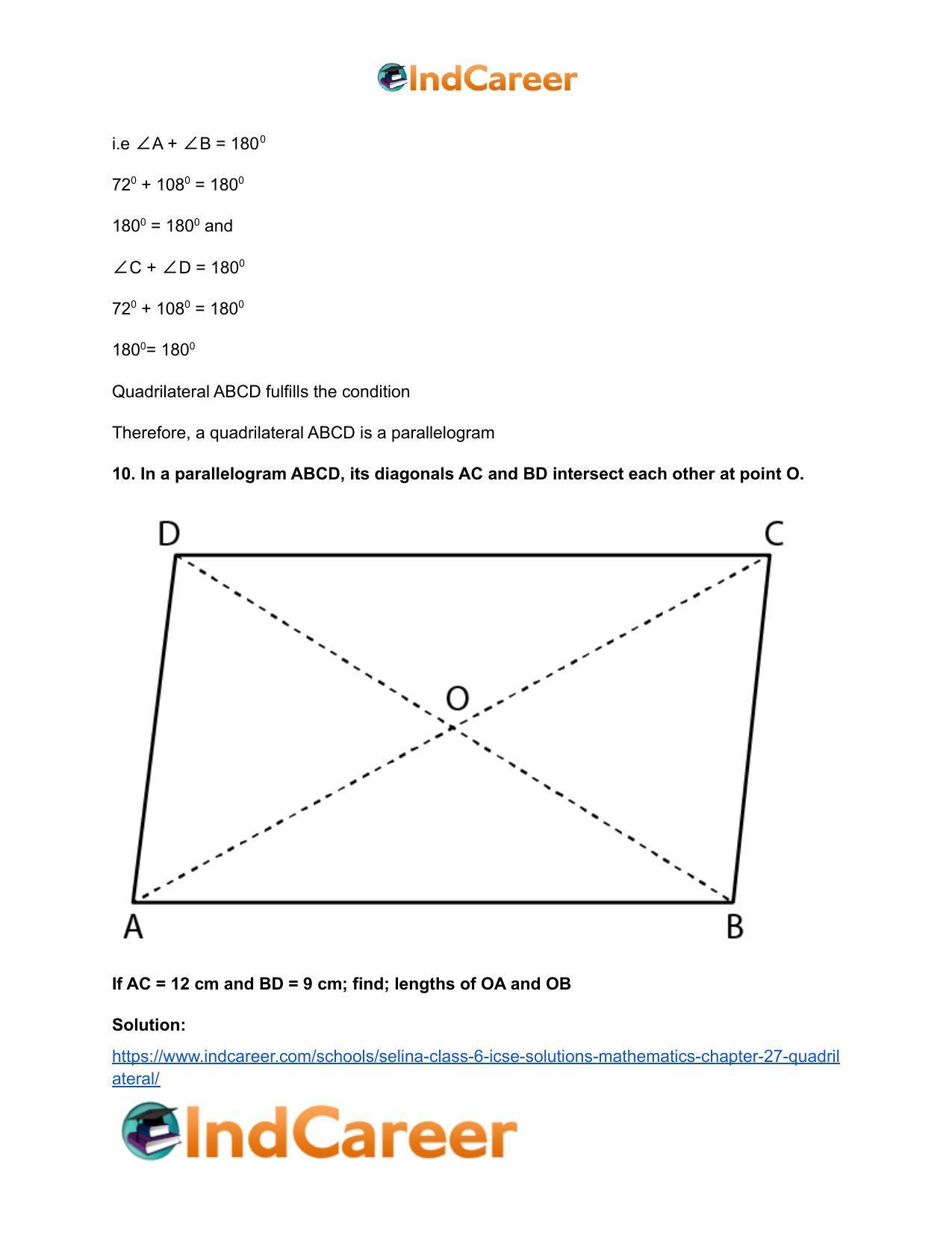 Selina Class 6 ICSE Solutions Mathematics : Chapter 27- Quadrilateral - Page 29
