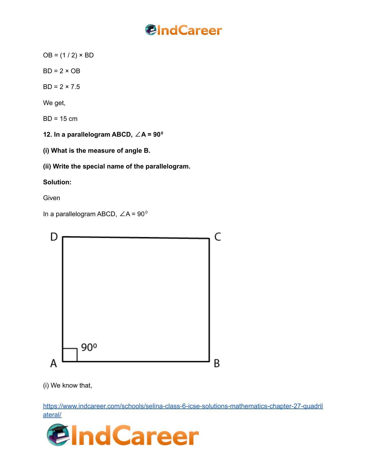 Selina Class 6 ICSE Solutions Mathematics : Chapter 27- Quadrilateral - Page 32