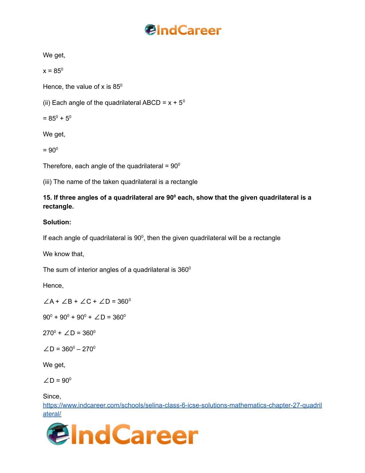 Selina Class 6 ICSE Solutions Mathematics : Chapter 27- Quadrilateral - Page 35