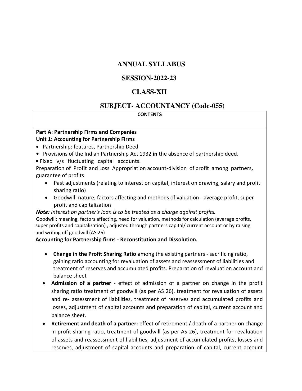 Edudel Class 12 Accountancy Syllabus - Page 1