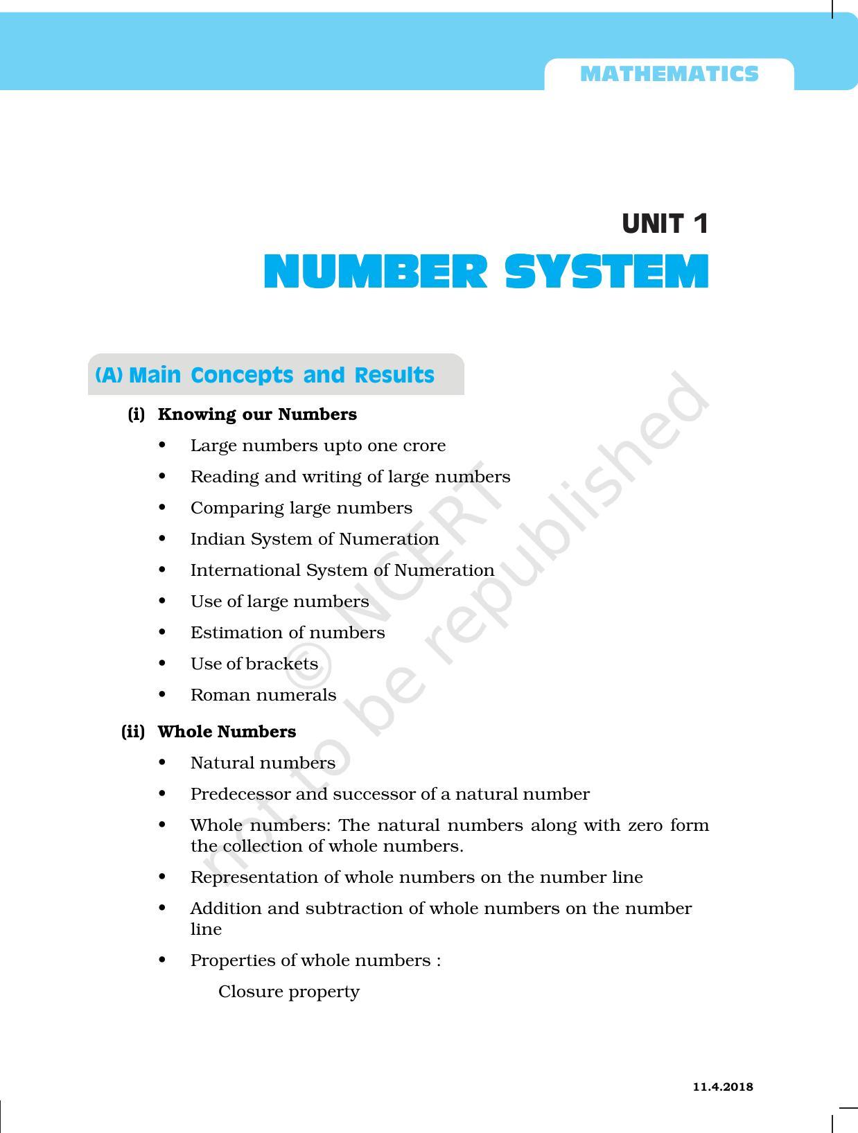 NCERT Exemplar Book for Class 6 Maths: Chapter 1-Number System - Page 1