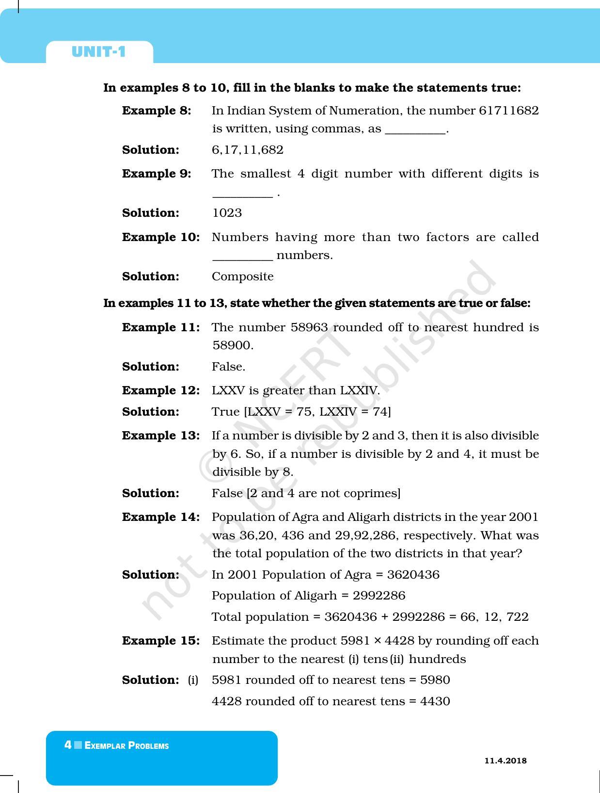 NCERT Exemplar Book for Class 6 Maths: Chapter 1-Number System - Page 4