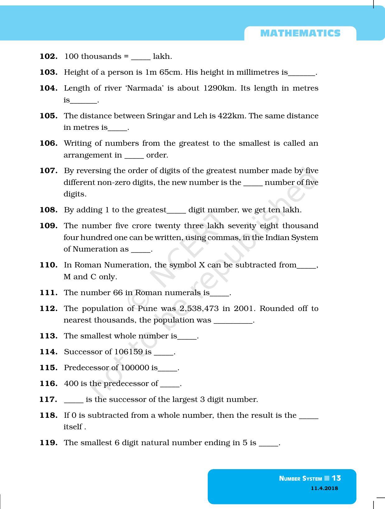 NCERT Exemplar Book for Class 6 Maths: Chapter 1-Number System - Page 13