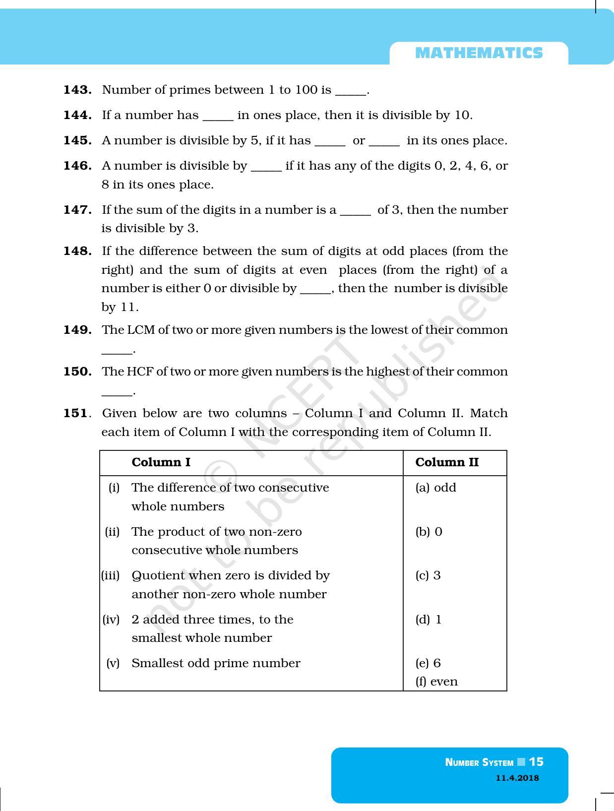 NCERT Exemplar Book for Class 6 Maths: Chapter 1-Number System - Page 15