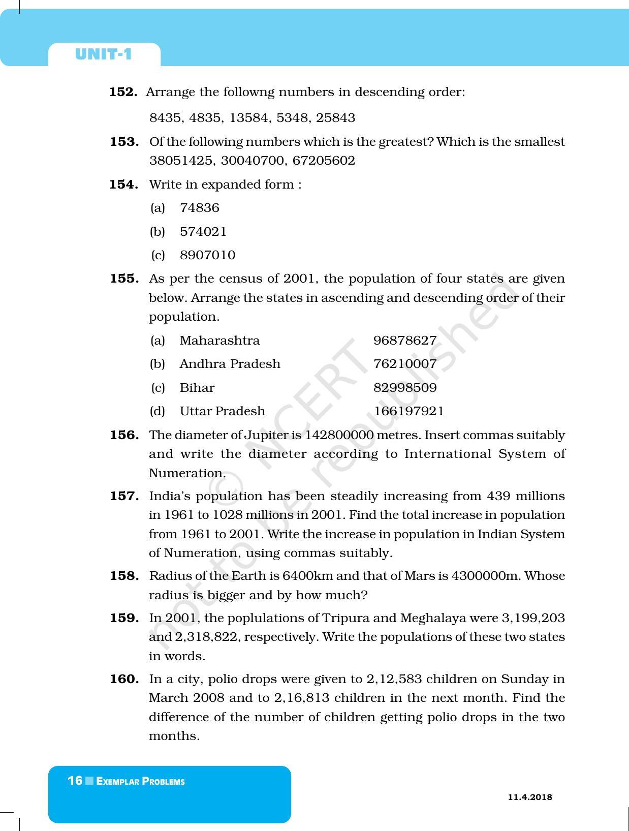 NCERT Exemplar Book for Class 6 Maths: Chapter 1-Number System - Page 16