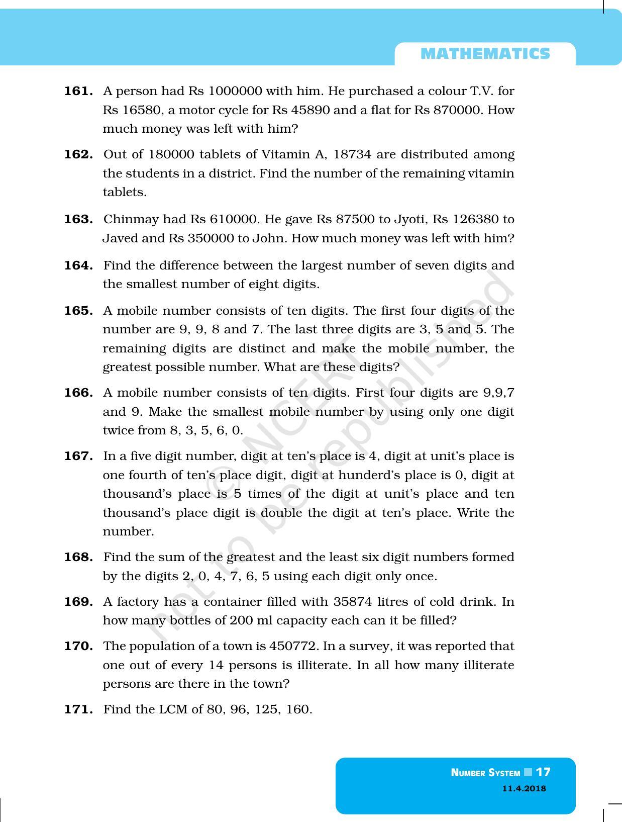 NCERT Exemplar Book for Class 6 Maths: Chapter 1-Number System - Page 17