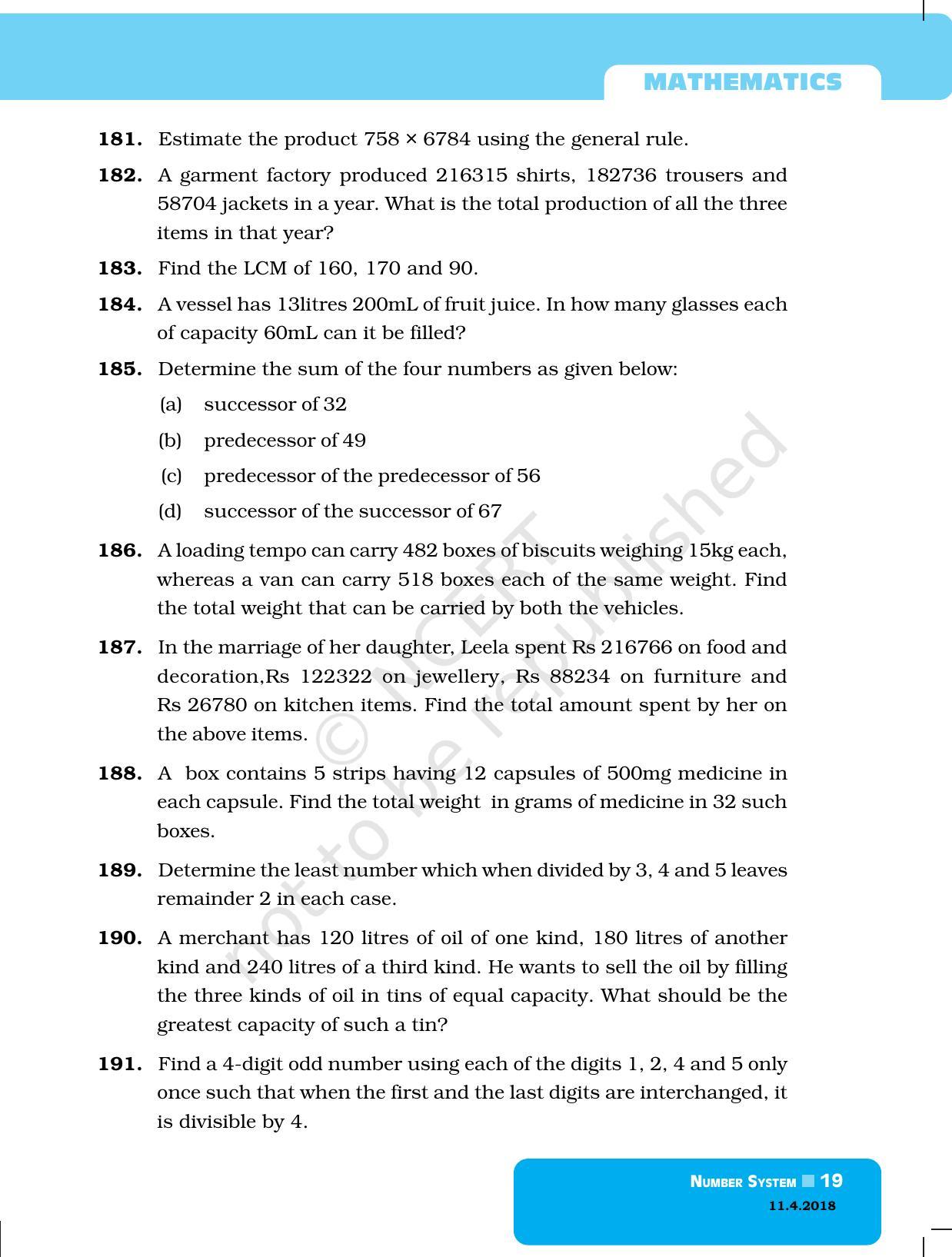 NCERT Exemplar Book for Class 6 Maths: Chapter 1-Number System - Page 19